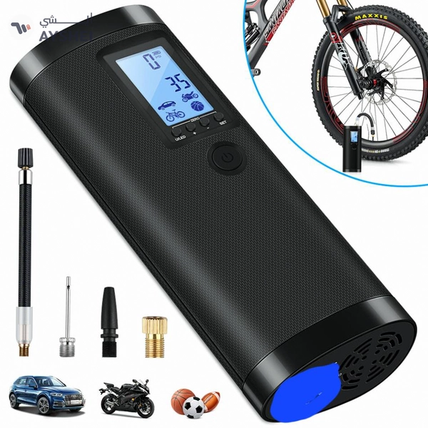 Portable Digital Air Compressor – Smart & CompactEasily inflate your car, bike, motorcycle, or sports balls anytime, anywhere.Features a digital LCD display, auto shut-off function, and rechargeable battery