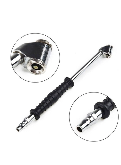 ABBASALI ATH 250mm Portable Automotive Car Straight Shank Dual Head Tyre(TIRE) Air Chuck Inflator-0