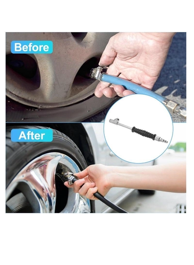 ABBASALI ATH 250mm Portable Automotive Car Straight Shank Dual Head Tyre(TIRE) Air Chuck Inflator-3
