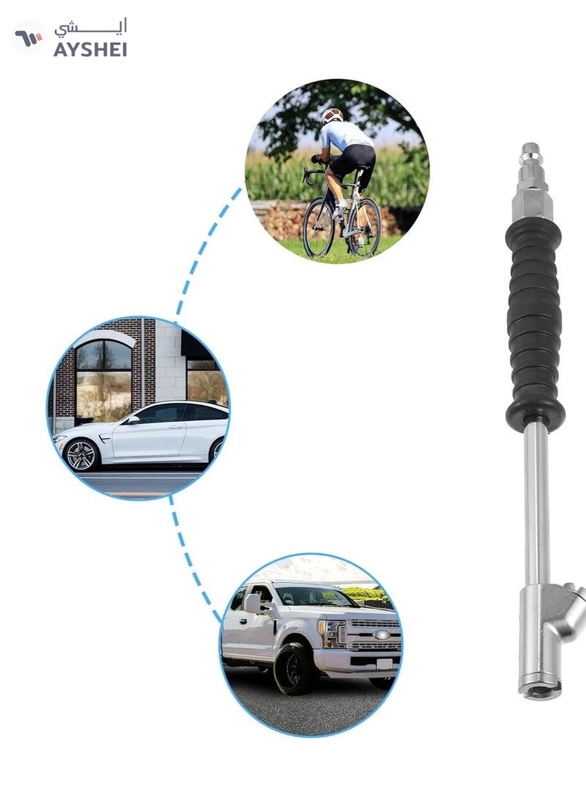 ABBASALI ATH 250mm Portable Automotive Car Straight Shank Dual Head Tyre(TIRE) Air Chuck Inflator-2-2