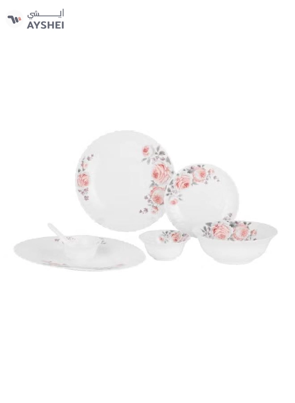 Delcasa Peace Rose 33 Piece Opalware Dinner Set- DC3708/ Includes Oval Plate, Dinner and Flat Plates, Salad Bowls and Soup Spoons