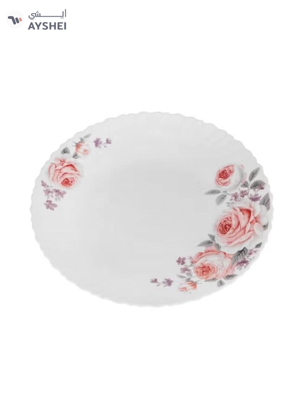 Delcasa Peace Rose 33 Piece Opalware Dinner Set- DC3708/ Includes Oval Plate, Dinner and Flat Plates, Salad Bowls and Soup Spoons