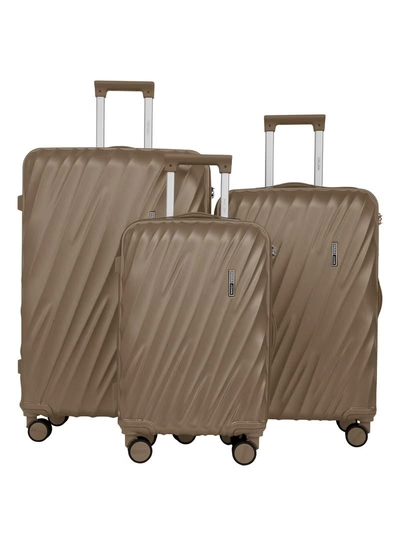 PARAJOHN Swirl Series ABS Luggage Trolley Set 3 Pcs -Coffee-0