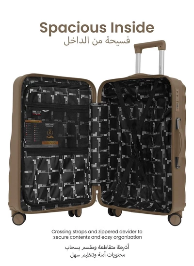 PARAJOHN Swirl Series ABS Luggage Trolley Set 3 Pcs -Coffee-1