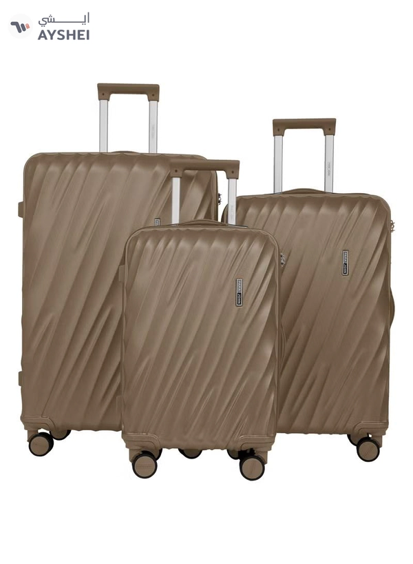 PARAJOHN Swirl Series ABS Luggage Trolley Set 3 Pcs -Coffee