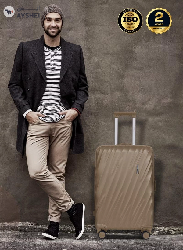 PARAJOHN Swirl Series ABS Luggage Trolley Set 3 Pcs -Coffee