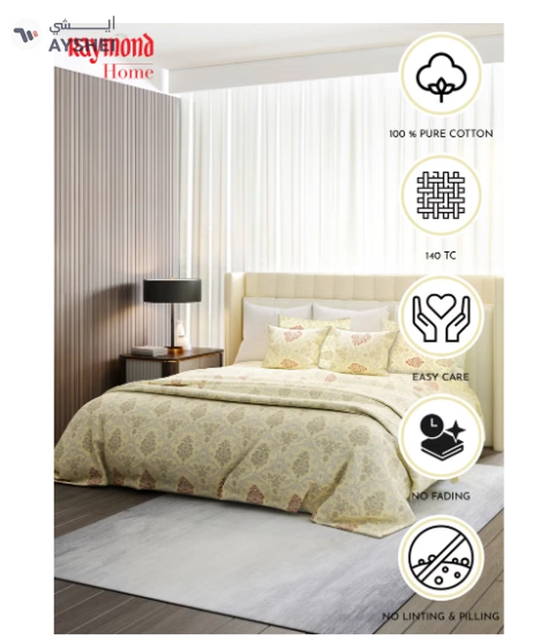 Raymond Home King Flat Sheet Super Soft 140 TC Pure Cotton