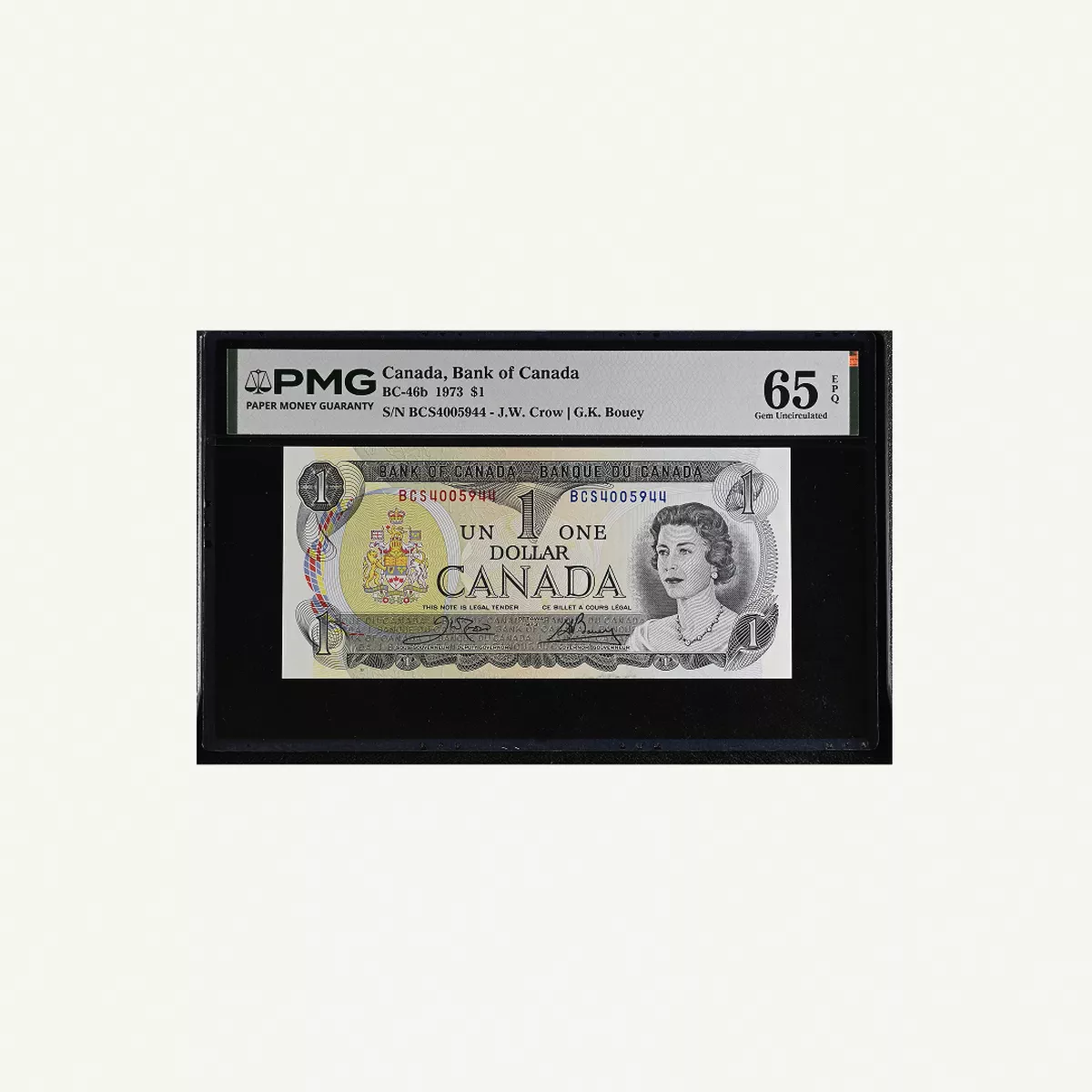 CANADA 1 DOLLAR BANKNOTE 1973 PMG 65