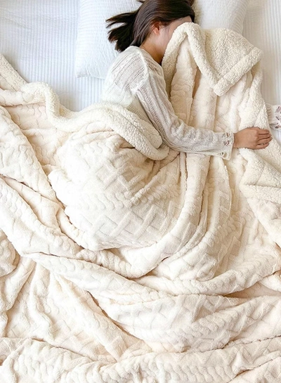 DubaiGallery Flannel Simple Double Layer Quilted Quilt, Winter Bed Sheet Quilt, Composite Leisure Blanket Warm blankets in winter-3