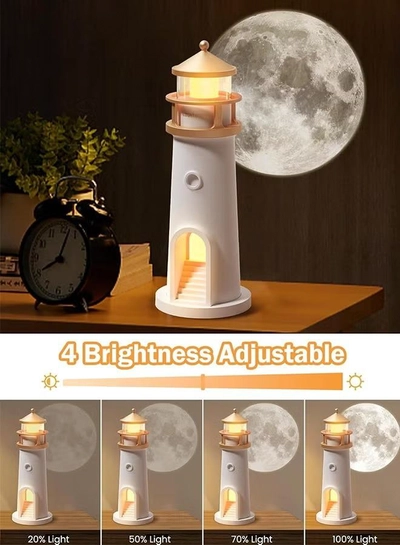 Eworld Lighthouse Moon Lamp Projector, LED Table Lamp for Kids, Boys & Girls-4