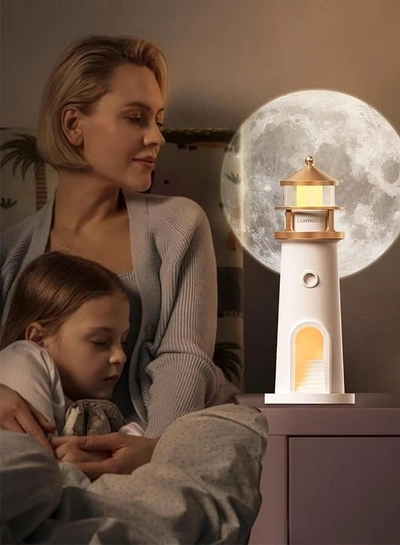 Eworld Lighthouse Moon Lamp Projector, LED Table Lamp for Kids, Boys & Girls-7
