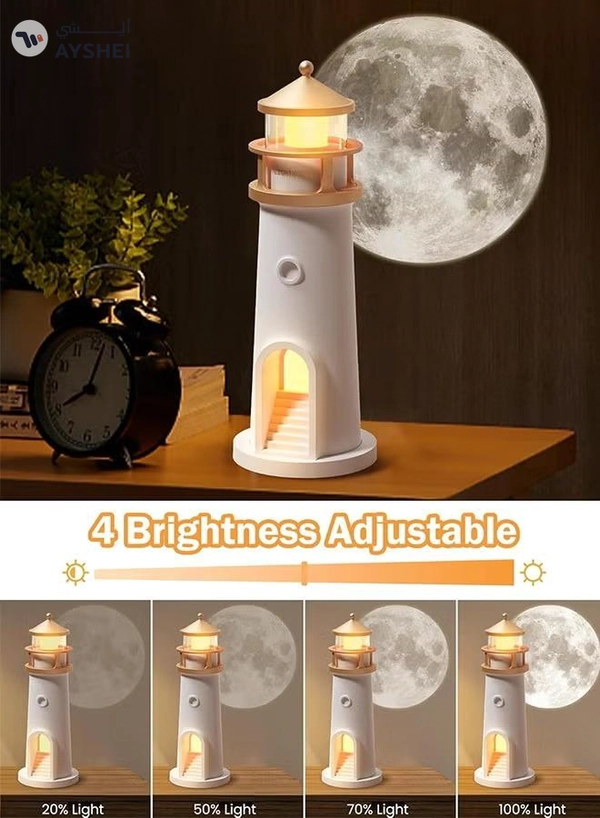 Eworld Lighthouse Moon Lamp Projector, LED Table Lamp for Kids, Boys & Girls