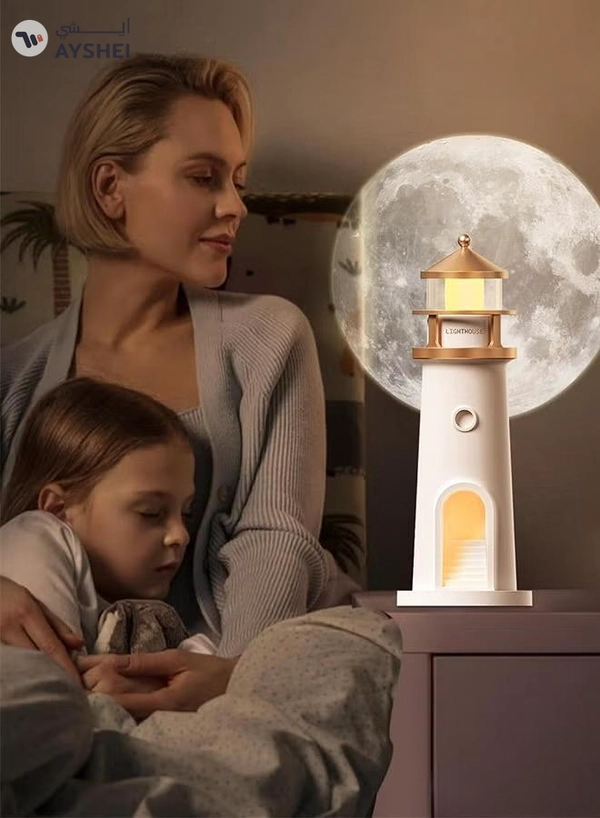 Eworld Lighthouse Moon Lamp Projector, LED Table Lamp for Kids, Boys & Girls