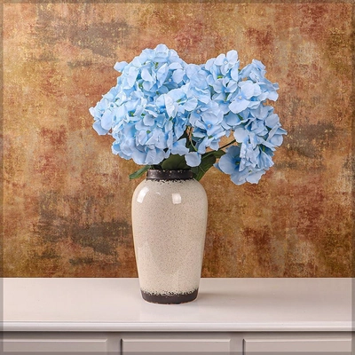 Yatai 2pcs Artificial Silk Blue Hydrangea Flower 45 cm with Leaves-0