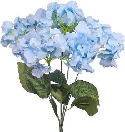 Yatai 2pcs Artificial Silk Blue Hydrangea Flower 45 cm with Leaves-1