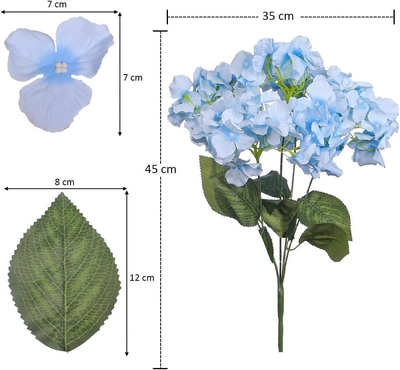 Yatai 2pcs Artificial Silk Blue Hydrangea Flower 45 cm with Leaves-2