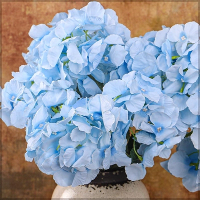 Yatai 2pcs Artificial Silk Blue Hydrangea Flower 45 cm with Leaves-3