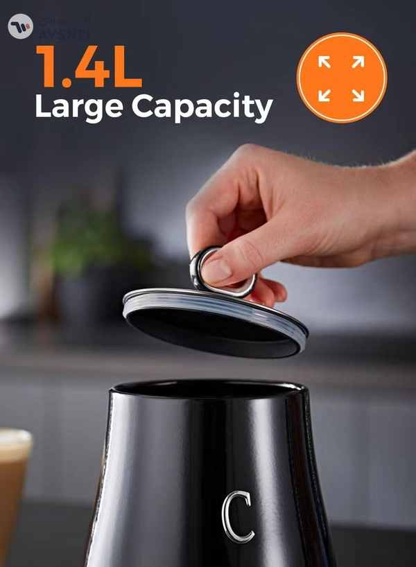 GEEPAS 3 Piece Canister Set- GCS63082UK-BK/ Retrovive Collection, 1.4 liters, Carbon Steel Built, Stainless Steel Lid with Silicone Seal/ Perfect for Tea, Coffee, Sugar, etc.