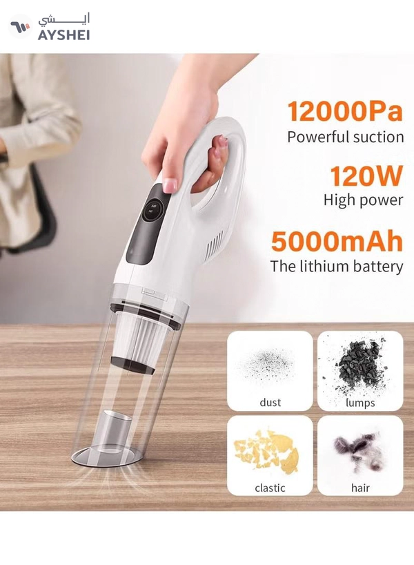 DubaiGallery Handheld Wireless Wet & Dry Vacuum Cleaner 120W Suitable For Car Household & Pet Cleaning Vacuum Cleaner