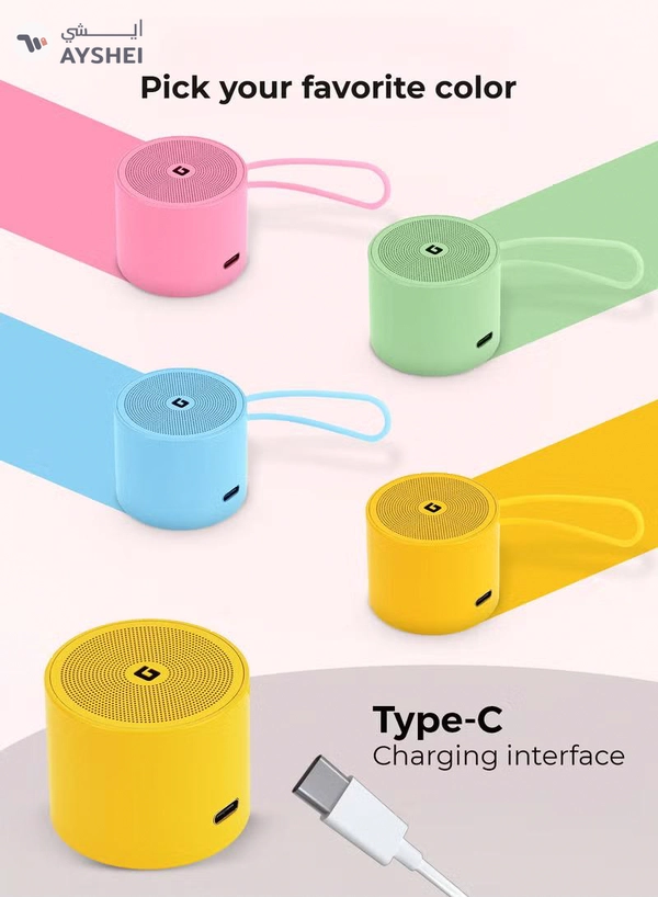 GEEPAS Mini Bluetooth Speaker | Portable Wireless Speaker with Hi-Fi Sound | 5 Hours Playtime, Type-C Charging, Compact Design | GMS11195 multicolour