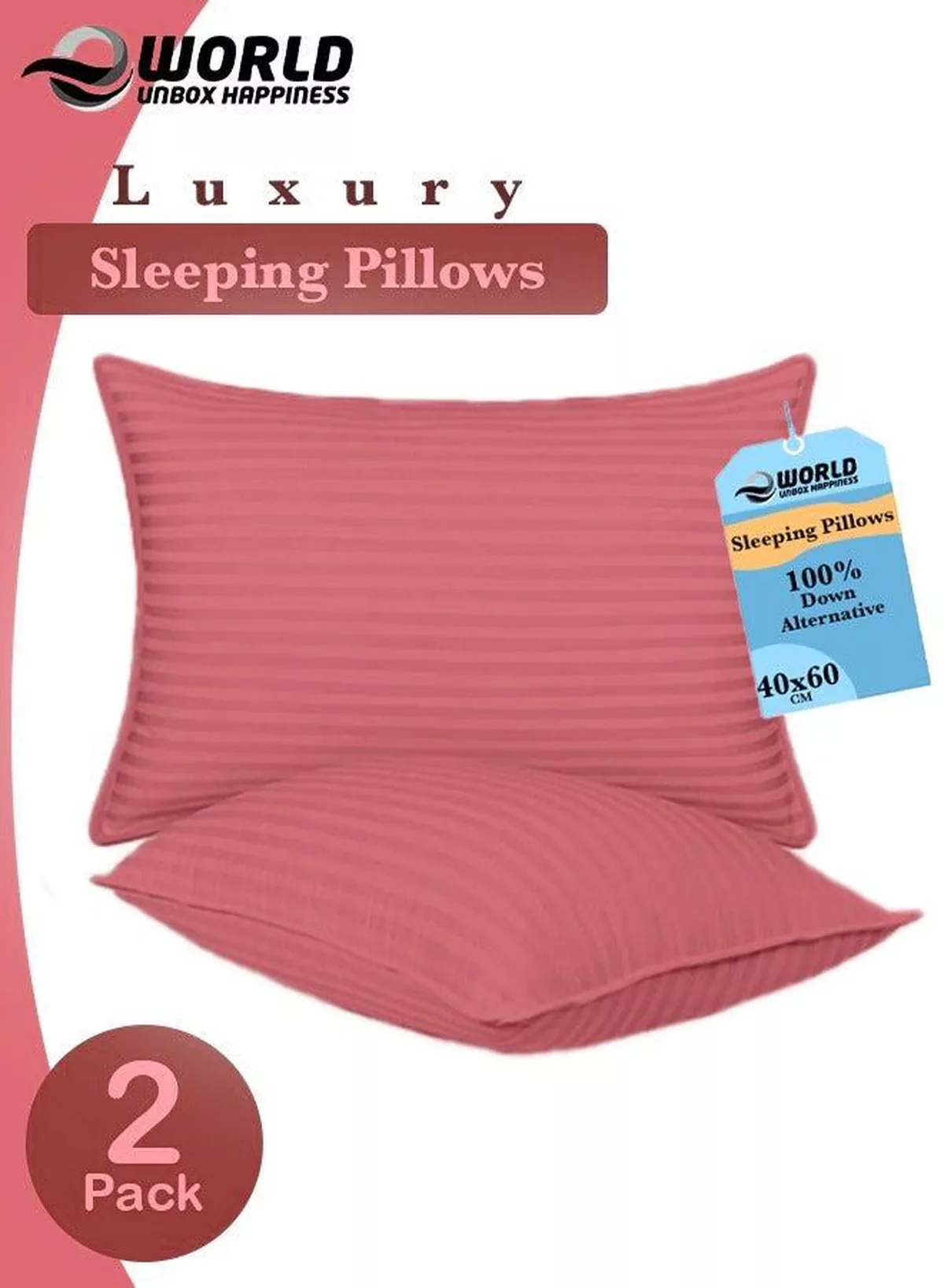 Pack of 2 Premium Down Alternative Filled Bed Pillows, Featuring Breathable Cover, Microfiber Filling and Plush Bounce-Back Design, Hypoallergenic and Luxurious Hotel Quality Pillow Set, in Maroon Color