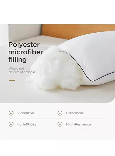Eworld Premium Down Alternative Filled Bed Pillows, Featuring Breathable Cover, Microfiber Filling and Plush Bounce-Back Design, Hypoallergenic and Luxurious Hotel Quality Pillow Set, White, Pack of 2 & 4-3