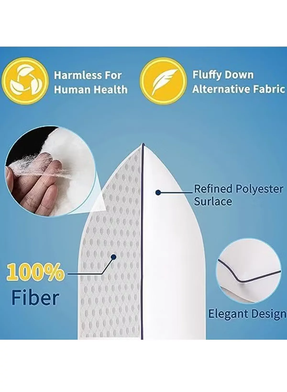 Eworld Premium Down Alternative Filled Bed Pillows, Featuring Breathable Cover, Microfiber Filling and Plush Bounce-Back Design, Hypoallergenic and Luxurious Hotel Quality Pillow Set, White, Pack of 2 & 4-2-2