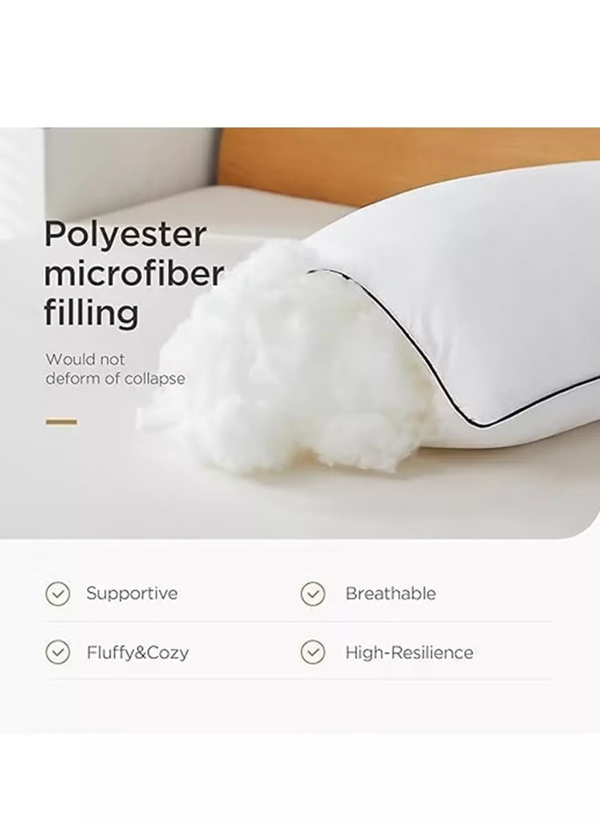 Eworld Premium Down Alternative Filled Bed Pillows, Featuring Breathable Cover, Microfiber Filling and Plush Bounce-Back Design, Hypoallergenic and Luxurious Hotel Quality Pillow Set, White, Pack of 2 & 4-3-3