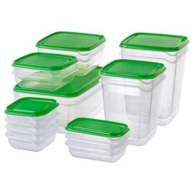 IKEA PRUTA Food Container Set of 17, Transparent/Green-0