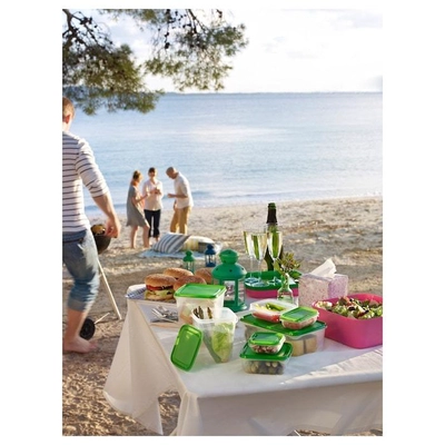 IKEA PRUTA Food Container Set of 17, Transparent/Green-2