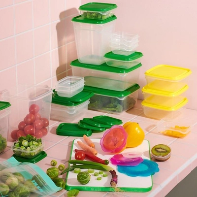 IKEA PRUTA Food Container Set of 17, Transparent/Green-4