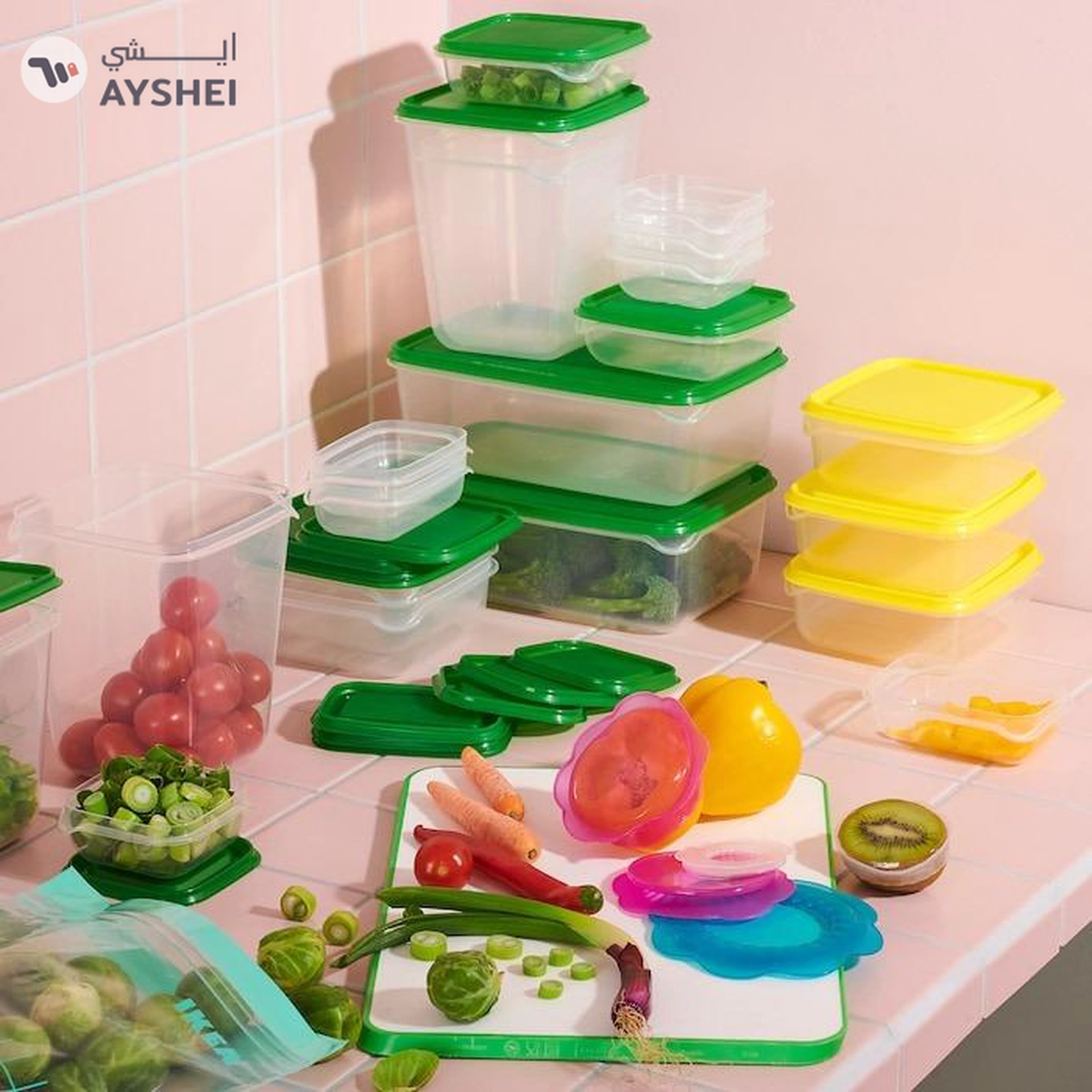 IKEA PRUTA Food Container Set of 17, Transparent/Green-4-4