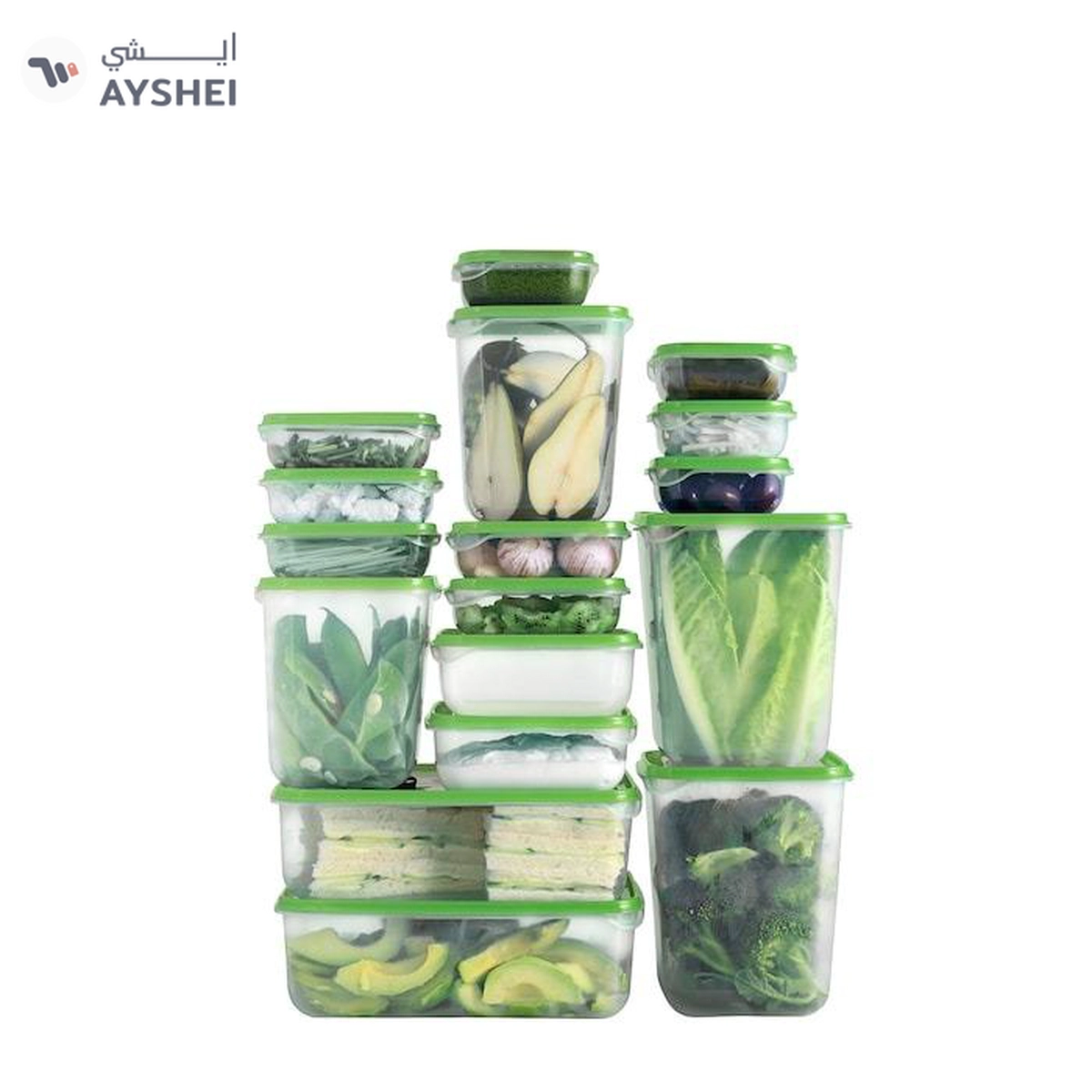 IKEA PRUTA Food Container Set of 17, Transparent/Green-5-5
