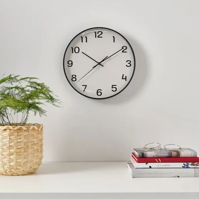 IKEA PLUTTIS Wall Clock: Sleek Black 28 cm Timepiece-1