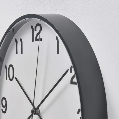 IKEA PLUTTIS Wall Clock: Sleek Black 28 cm Timepiece-2