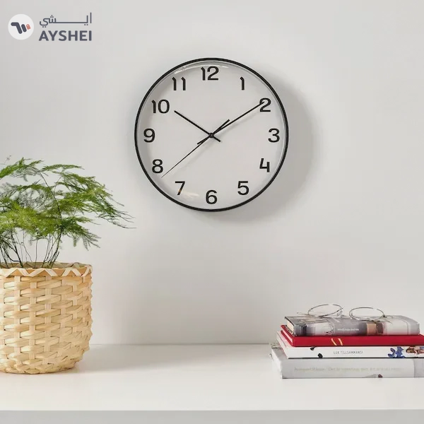 IKEA PLUTTIS Wall Clock: Sleek Black 28 cm Timepiece