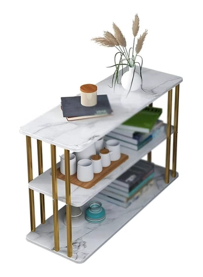 DubaiGallery Three Layer Sofa Side Table,Modern Nordic Style Coffee Table with Marble Table-0