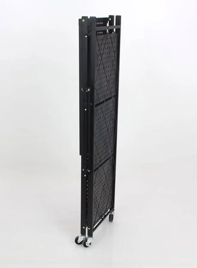 Home Time 4-Layered Foldable Storage Rack With Wheels Black 34x71x124cm-1