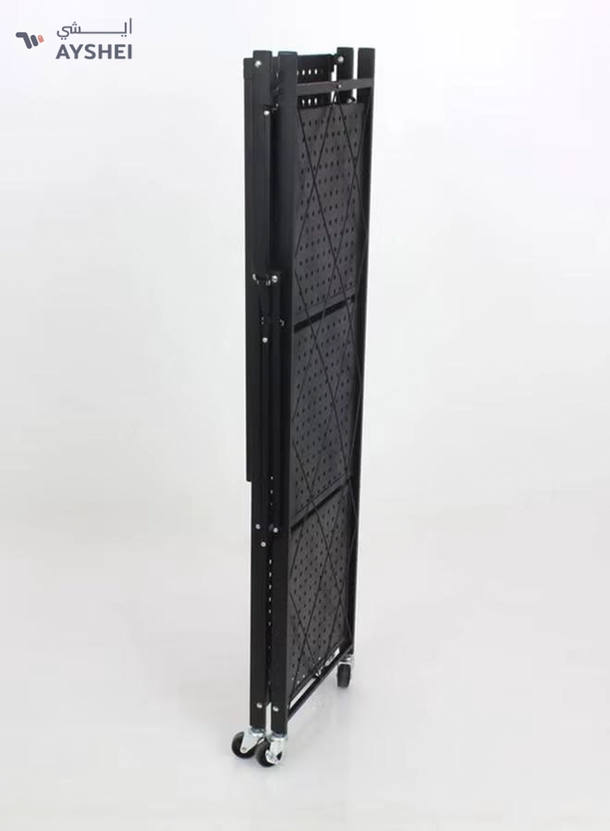Home Time 4-Layered Foldable Storage Rack With Wheels Black 34x71x124cm-1-1