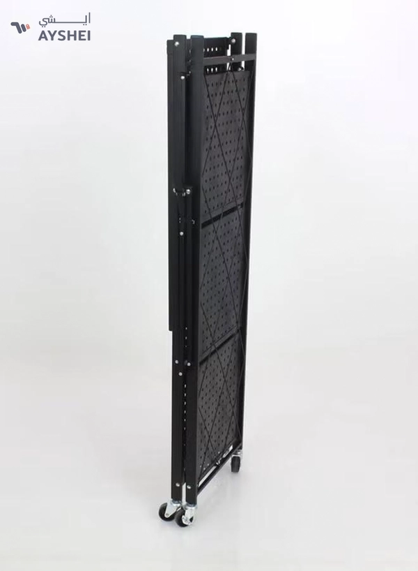 Home Time 4-Layered Foldable Storage Rack With Wheels Black 34x71x124cm