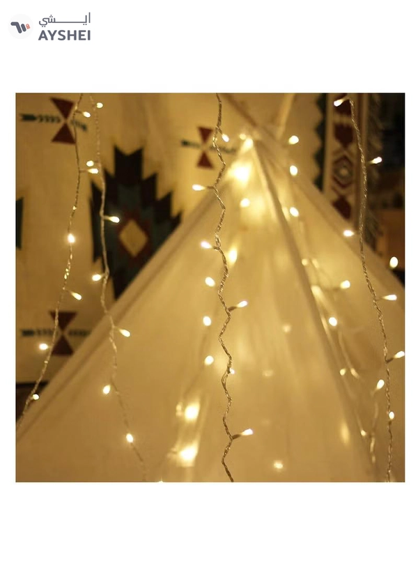 Yuwell Ramadan Light 10 Meter 100 LED Warm White LED Fairy Light Exterior Waterproof Light For Ramadan Decoration Curtain Light For Home and Outdoor Decoration Light Multimode Operated Light