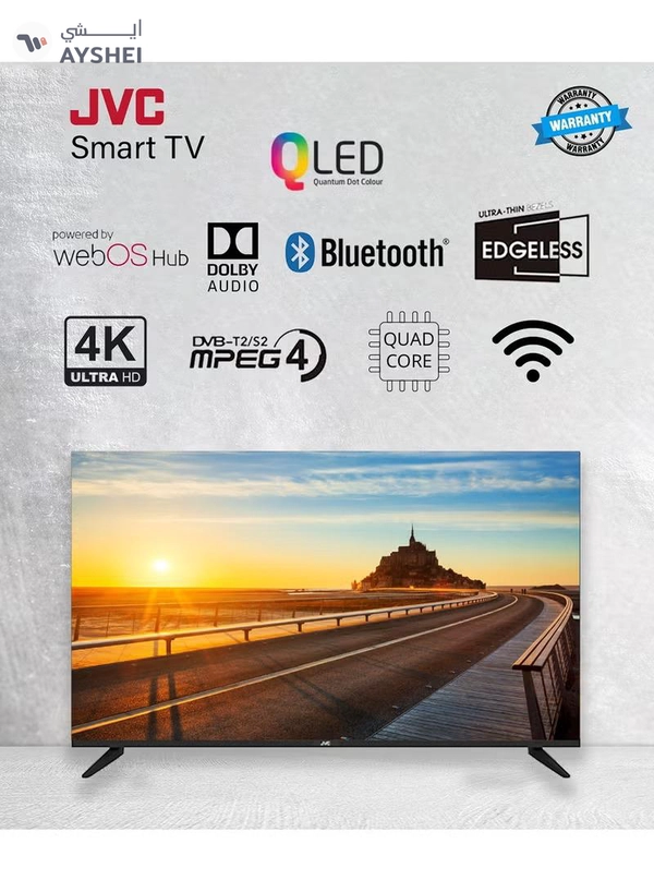 JVC 65 Inch Edgeless 4K QLED Quantum Dot WebOs Smart TV With Magic Remote, Bluetooth And Dolby Audio 2024 Model LT-65NQ7155 Black