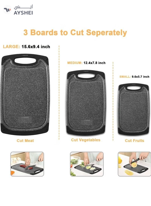 Eworld 3-Piece Plastic Cutting Board Set – Non-Slip Kitchen Chopping Boards