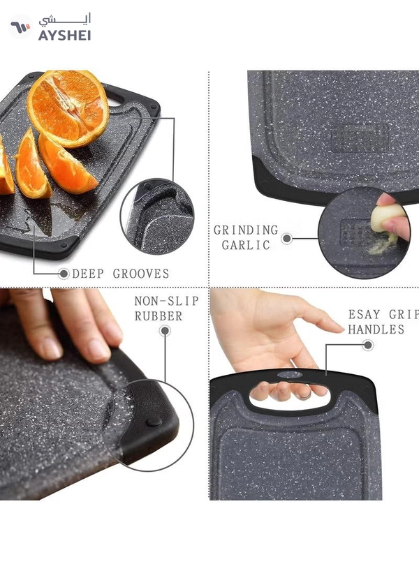 Eworld 3-Piece Plastic Cutting Board Set – Non-Slip Kitchen Chopping Boards