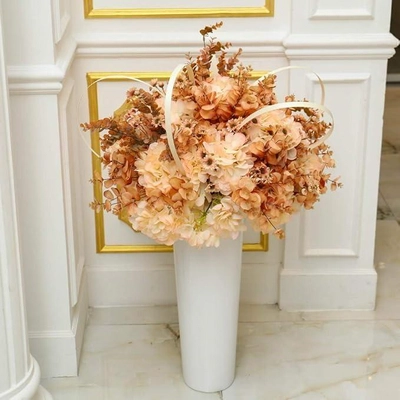 YATAI Artificial Silk Hydrangea Flower Bunch Arrangements Large Fake Floral Bundles Home Wedding Bouquet Table Centerpieces Party Decoration-Peach-Pink (1)-1