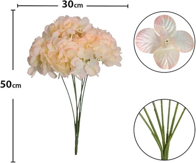 YATAI Artificial Silk Hydrangea Flower Bunch Arrangements Large Fake Floral Bundles Home Wedding Bouquet Table Centerpieces Party Decoration-Peach-Pink (1)-2