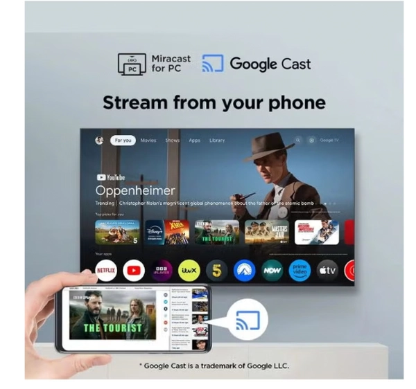TCL 85 Inch P7K QLED TV | 4K Google TV | AiPQ Processor | Dolby Vision | HVA Panel | HLG, HDR10+, Ai Clarity, Color, HDR | Dolby Atmos | DTS Virtual:X | Miracast