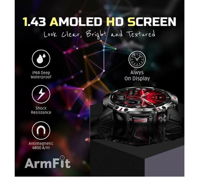 ARMFIT Hulk Smartwatch For Men, AMOLED Always On Display Bluetooth Calling Waterproof Fitness Watches Compatible With Android iOS Black-6