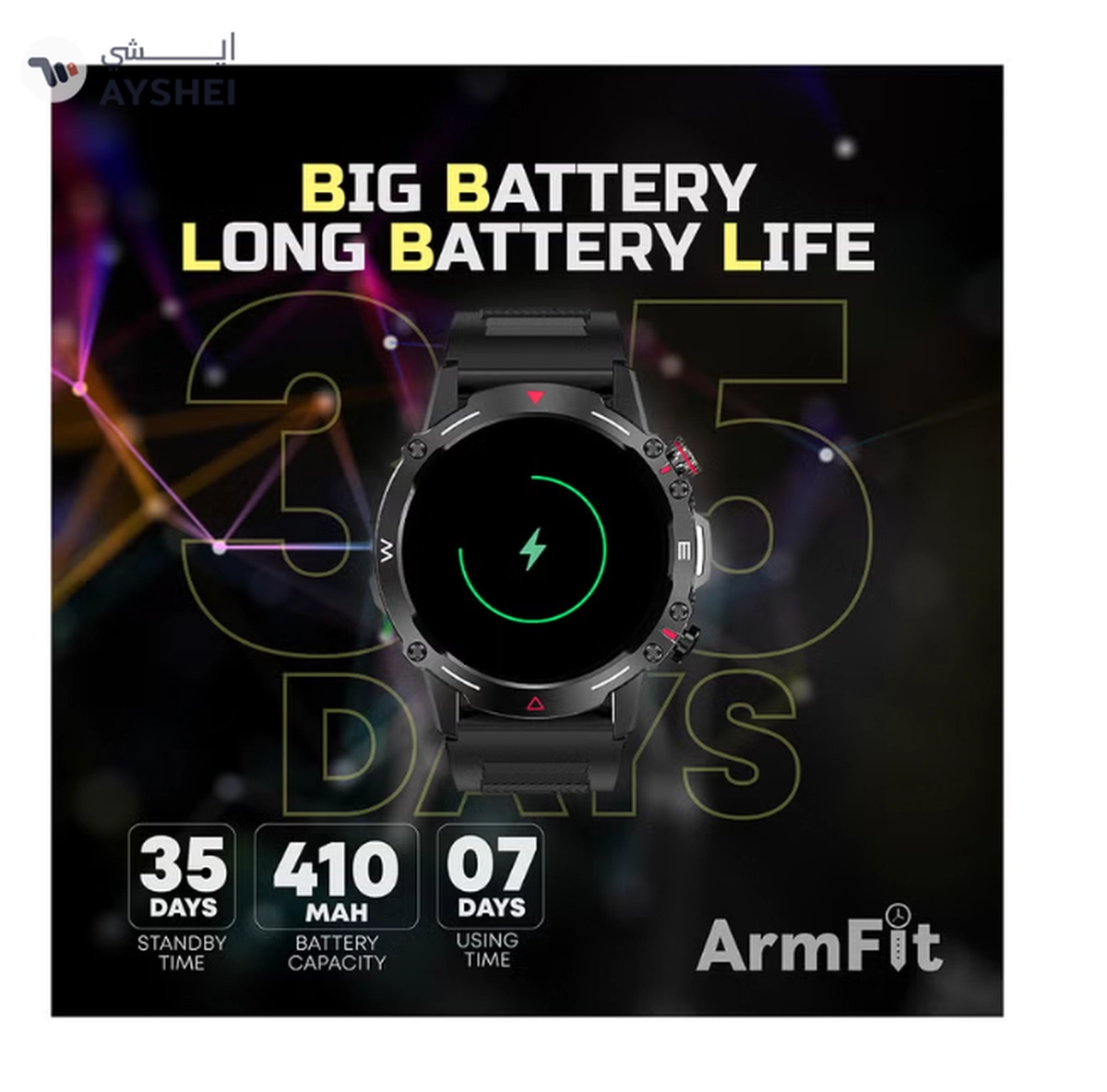 ARMFIT Hulk Smartwatch For Men, AMOLED Always On Display Bluetooth Calling Waterproof Fitness Watches Compatible With Android iOS Black-5-5