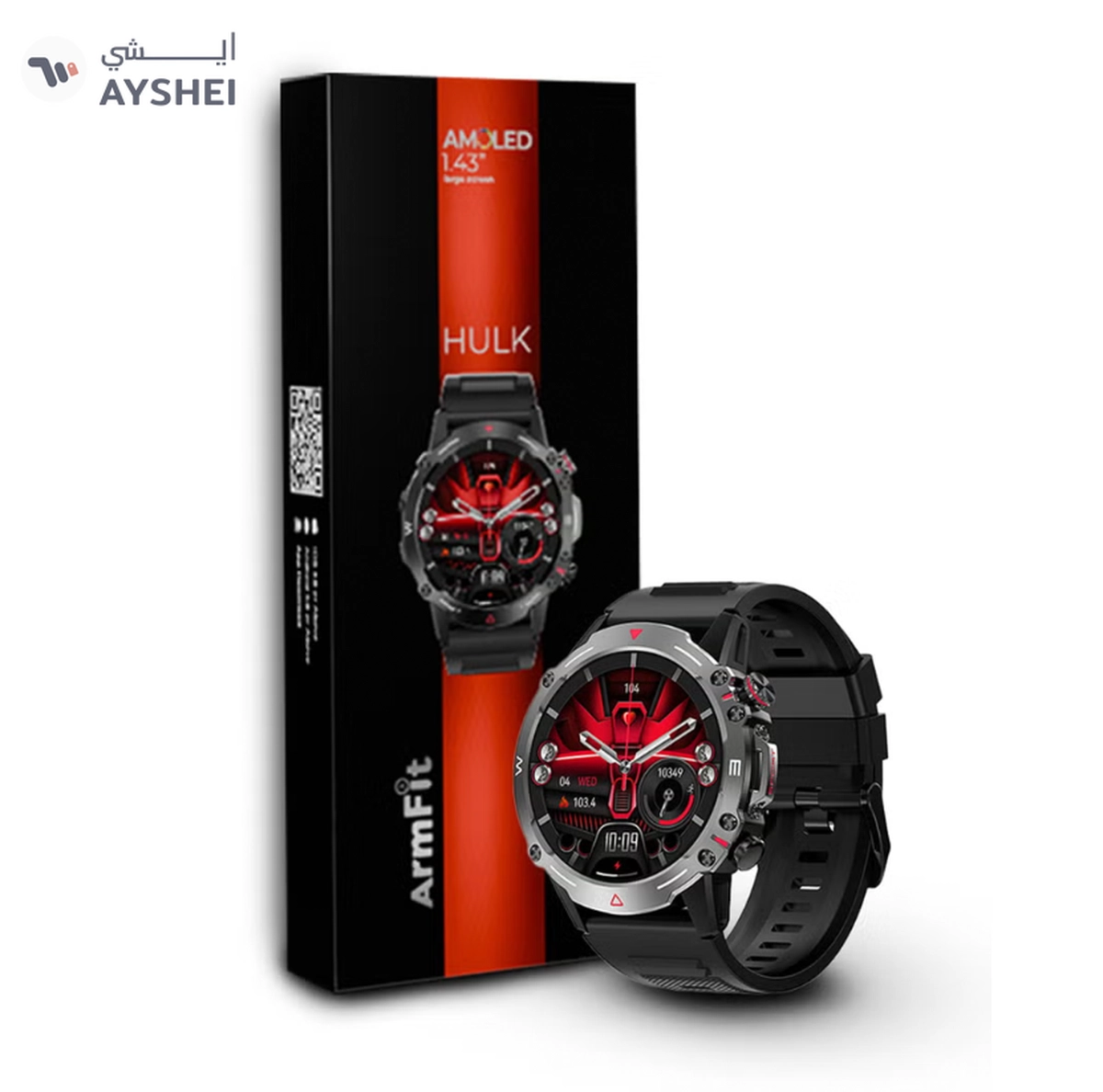 ARMFIT Hulk Smartwatch For Men, AMOLED Always On Display Bluetooth Calling Waterproof Fitness Watches Compatible With Android iOS Black-1-1